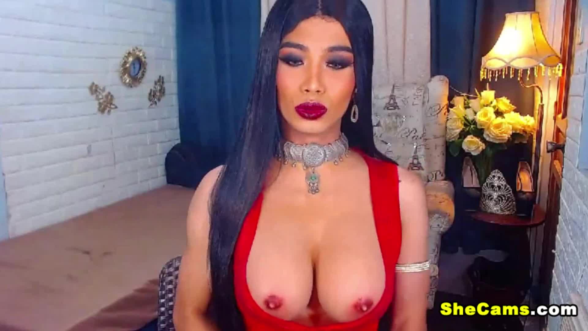 Super Hot Shemale Fucks Her Self